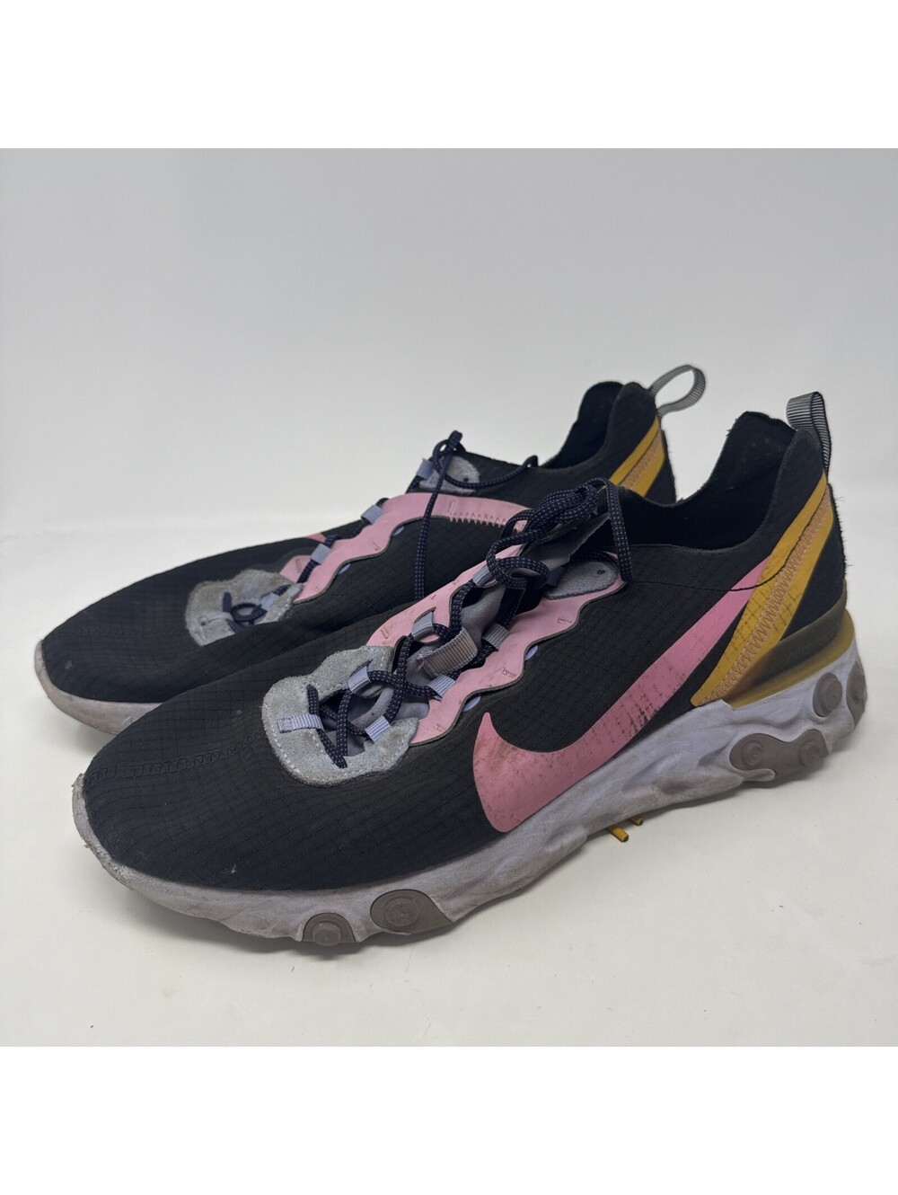 Nike Men's React Element 55 Shoes Sneakers CI9593-001 Black/Magic Flamingo 11.5